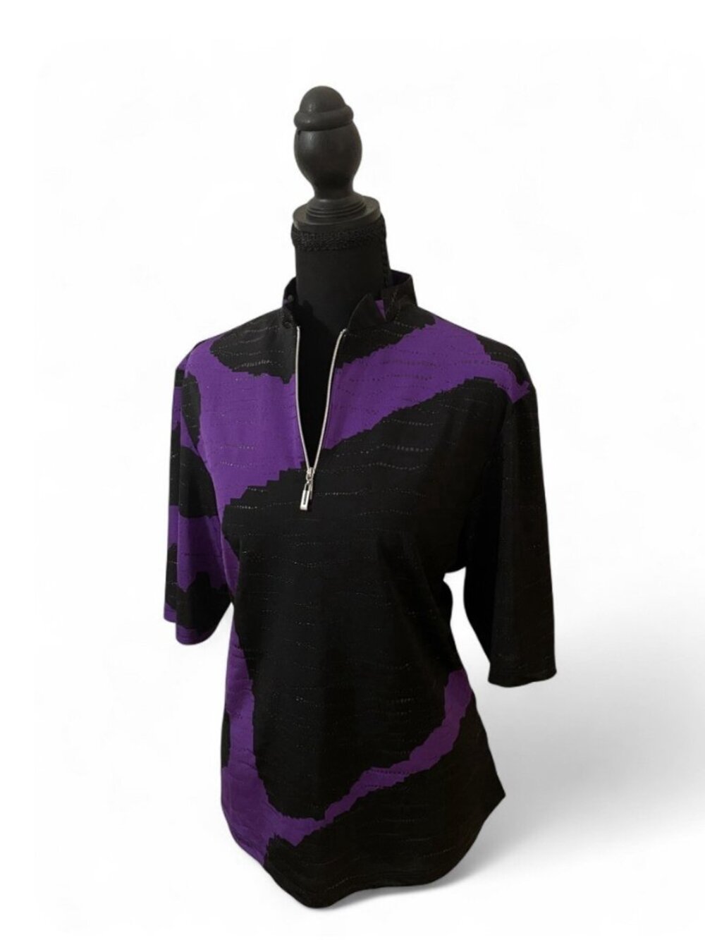 Rare Jamie Sadock Purple Black 3/4 Zip Cycling Activewear Bike Futuristic, M